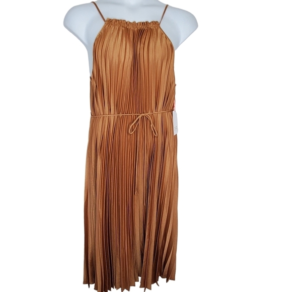 Rosevelvet Pleated Maxi Dress Size 1X NWT Halter-neckline Sleeveless Midi NEW - Picture 2 of 13